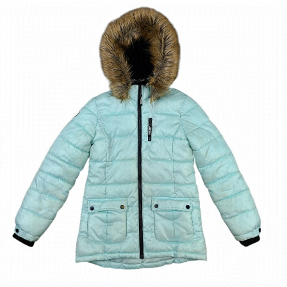 JUSTICE Girls' Teal Hooded Puffer Winter Coat Size 12